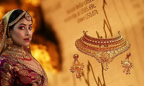 a girl with gold , gold chain