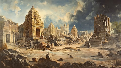 Picture of Thanjavur in a ruined state