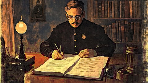 Illustration of P.V. Kane at Work