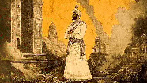 Illustration of Mir Jumla Overlooking a Temple Destruction