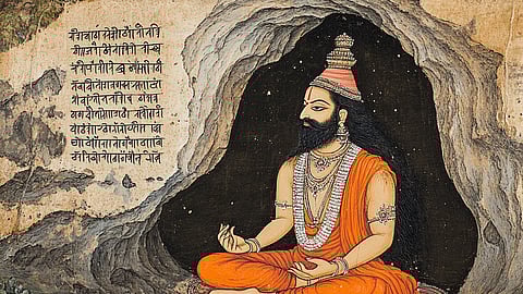 Illustration of Bhartrhari in a Cave