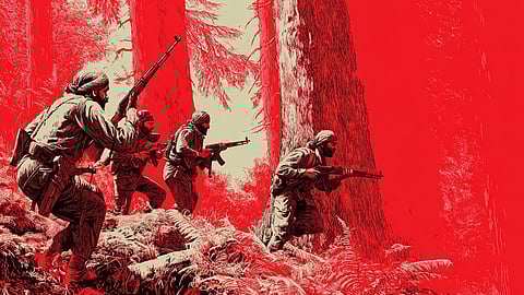 Illustration of Maoist Terrorists in a Jungle