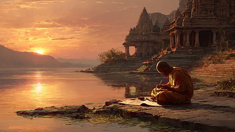 A Virakta Composing a Poem