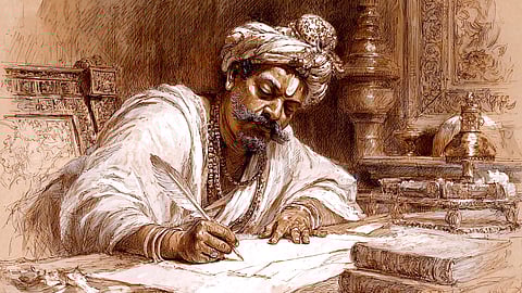 Illustration of a Hindu Minister Writing a Treatise