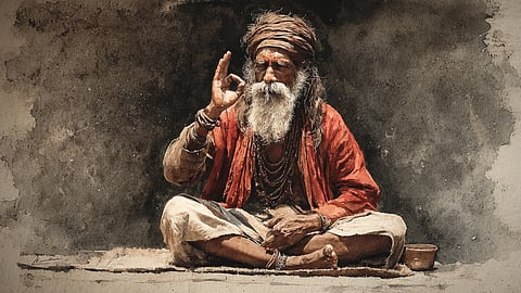 Kalinath Baba showing a Mudra