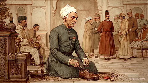 Illustration of Jawaharlal Nehru in a Muslim Court