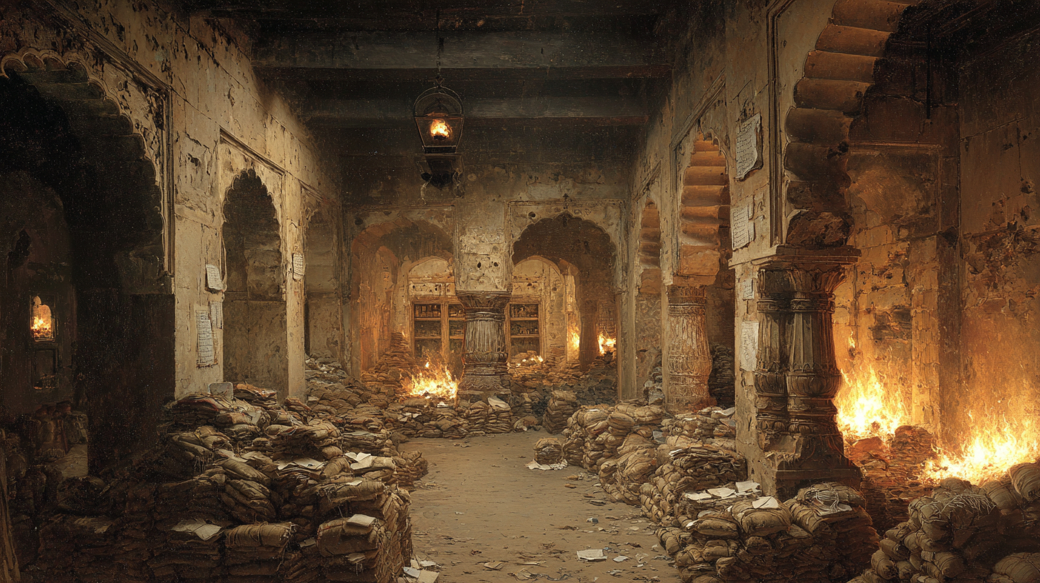 Illustration of Indore Holkar Records Burning