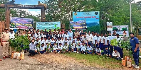 Anupama School hosts plantation drive with actor Doddanna