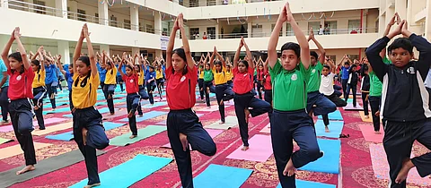DBM & RJS High School celebrates Yoga Day with enthusiasm