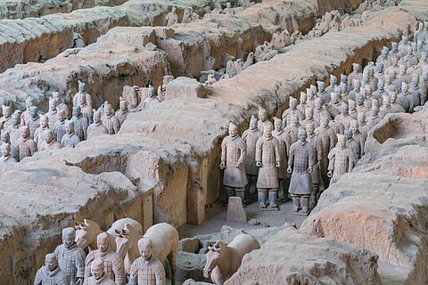 Why does an army made of clay guard a tomb no one has opened?