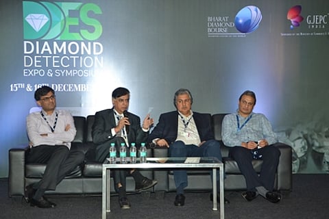 L –R: Ashish Mehta, Convener NDMC, Praveenshankar Pandya, Chairman GJEPC, Anoop Mehta, President BDB, Russell Mehta, Vice chairman, GJEPC
