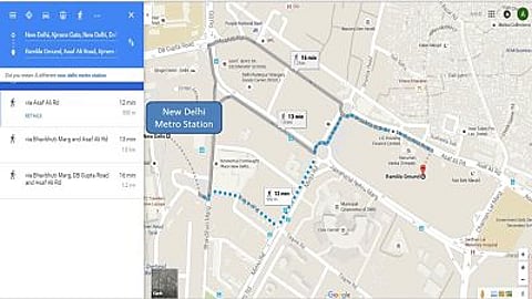 Walking route from New Delhi Metro Station