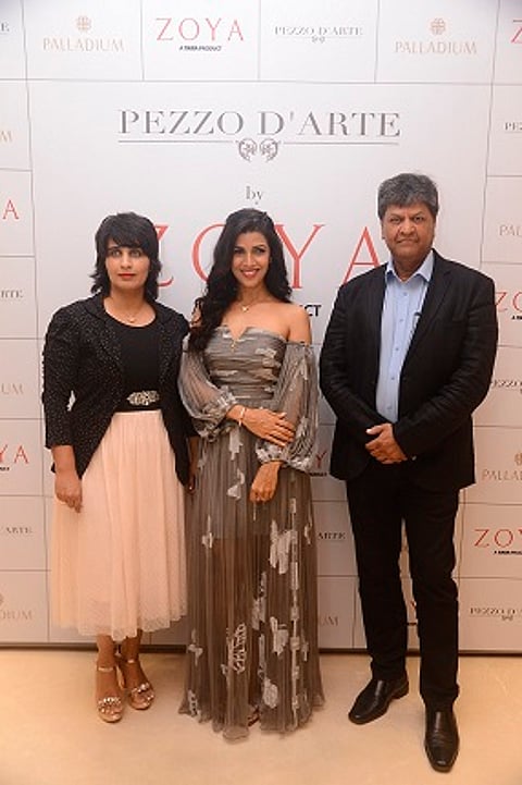 L-R,Sangeeta Dewan, Principal Designer at Zoya,Nimrat Kaur ,Mr.Sandeep Kulhali - Head of Titan’s Jewellery Division