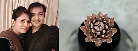 (l) Khushbu and Vishal Agarwal (r) The Lotus Ring