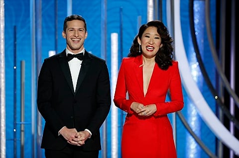 The host of the evening and Golden Globe winner, Sandra Oh, dazzled in Forevermark diamonds,.