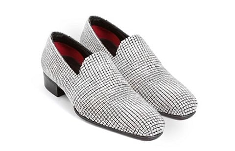 Diamond shoes commissioned by Nick Cannon for the 2014 finale of America’s Got Talent. Designed and created by Jason of Beverly Hills; these Tom Ford loafers are set with 14,000 diamonds that have a total weight of 340 carats. It took 2,000 hours to create the shoes – nearly one year from concept to finish. Courtesy of Jason of Beverly Hills and Nick Cannon.