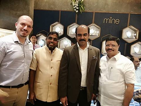 Ramazan Mete Alak - EVP Global Sales of HRD Antwerp (Diamond High Council) with M. P. Ahammed (Chairman - Malabar Gold and Diamonds), Asher O (MD, India - Malabar Gold and Diamonds and Jayantilal Challani (President of The Madras Jewellers & Diamond Merchant’s Association)