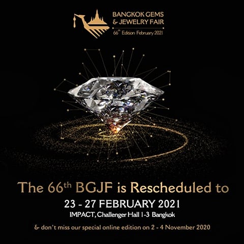 66th Bangkok Gems and Jewelry Fair postponed to February 2021