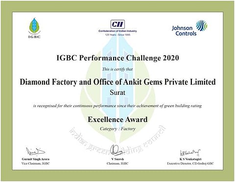 Ankit Gems bags title of ‘Best Certified Green Factory Building in India’