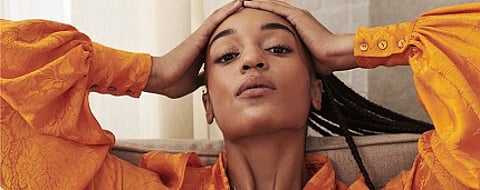 Indira Scott fronts the campaign showcasing five pendants created to celebrate sustainability in the diamond industry; pendants will be auctioned for charity by Sotheby’s in December