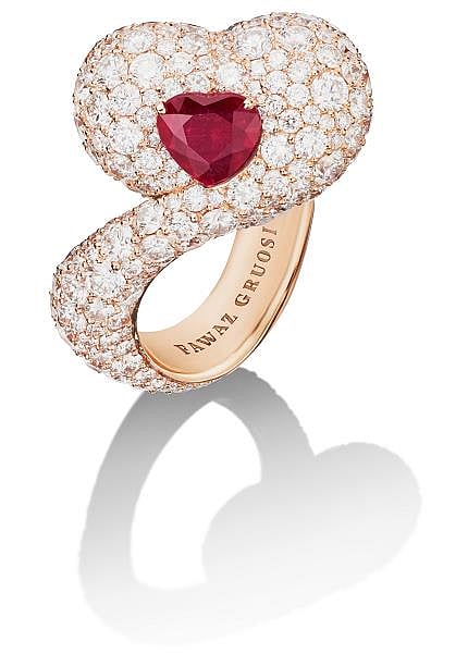 Fawaz Gruosi’s atelier in Geneva unveils a mesmerising heart-cut ruby high jewellery ring for Valentine’s Day