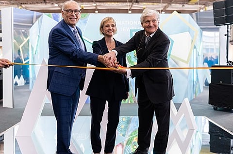 The inauguration of GemGenève by Swiss politician Fabienne Fischer flanked by Ronny Totah the Organiser & Co-Founder of GemGenève on the left and Thomas Faerber Co-founder of GemGenève on the right. Picture ©DavidFraga