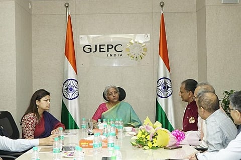 Finance Minister of India Nirmala Sitharaman at the newly opened GJEPC office