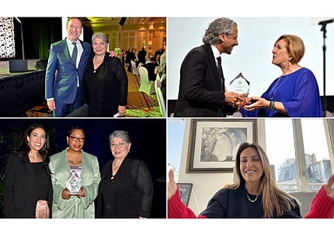 DDG honourees and officials: (clockwise from top left) Al Cook with Anna Martin; Raj Mehta with Susan Jacques; Valerie Messika; and Christina Gambale, Lorraine West & Anna Martin.