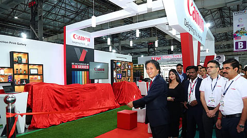 Mr. Manabu Yamazaki, President and CEO, Canon India unveiling the Canon India Booth at PAMEX 2023