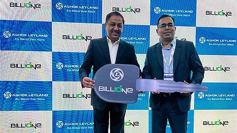 Ashok Leyland Hands Over 14T e-Truck to Billion E-Mobility at Bharat Mobility Expo 2024