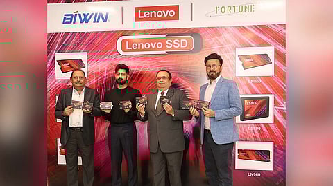 L To R - Mr. Manoj Gupta, MD, Fortune Marketing, Mr. Rishabh Gupta, Mr. Rajesh Khurana, Country Manager-Consumer Business, BIWIN, Mr. Manish Agrawal, Director- Fortune Marketing