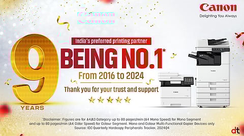 Canon India Maintains No.1 Position in Laser MFD Segment for 9 Consecutive Years
