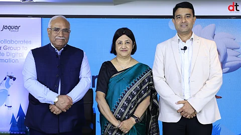 (L to R) Rajesh Mehra, Promoter and Director, Jaquar Group, Arundhati Bhattacharya, President CEO, Salesforce South Asia, Ninad Raje, Group CIO, Jaquar Group.