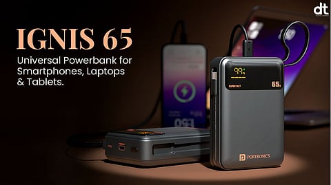 Portronics Launches Ignis 65 Power Bank with 65W Fast Charging for Laptops and Smartphones