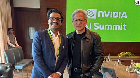 L:R - Sunil Gupta, Co-Founder, MD & CEO, Yotta Data Services, - Jensen Huang, co-founder and CEO, NVIDIA