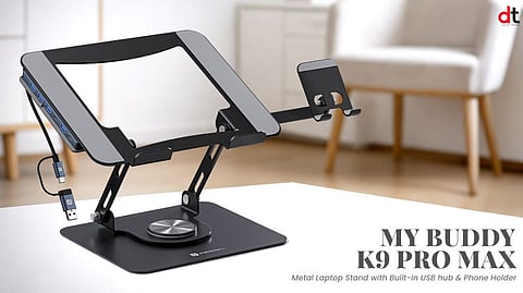 Portronics Launches My Buddy K9 Pro Max Ergonomic Laptop Stand with 6-in-1 USB Hub