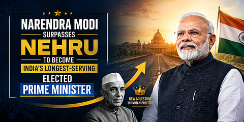 Narendra Modi Surpasses Nehru to Become India's Longest-Serving Elected Prime Minister