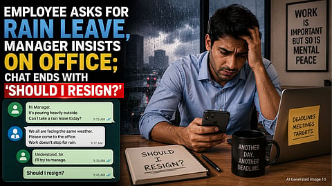 Employee Asks for Rain Leave, Manager Insists on Office; Chat Ends with 'Should I Resign?'