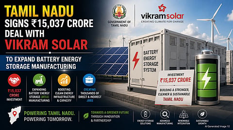 Tamil Nadu Signs ₹15,037 Crore Deal with Vikram Solar to Expand Battery Energy Storage Manufacturing