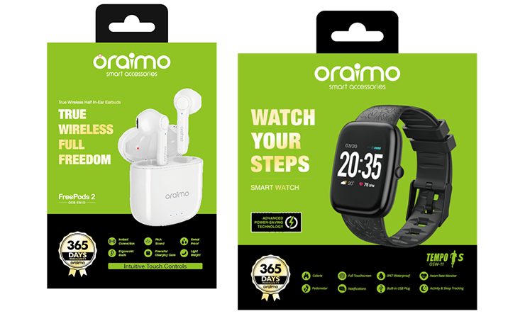 oraimo Unveils Tempo 1S Smartwatch and FreePods 2 Wireless Earbuds in India