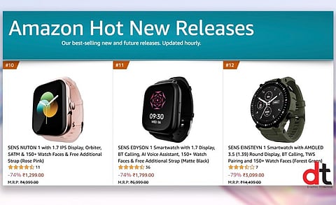 Sens Smartwatches Featured Among Top New Releases on Amazon Charts