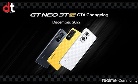 realme GT Neo 3T receive a new OTA Changelog update for December 2022