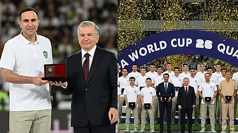 Players and officials of Uzbekistan national team, who achieved a historic result by securing a spot in the World Cup, were awarded