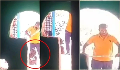 காவலாளி அஜித்தை காவல் துறை அதிகாரி தாக்கும் விடியோவிலிருந்து...