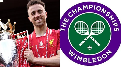 The deceased footballer, the Wimbledon logo.
