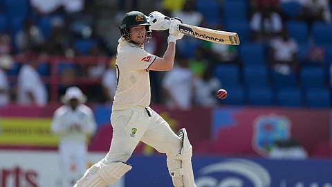 Australia's Steve Smith plays a shot against West Indies on day three of the second cricket Test.