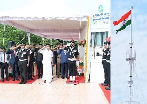தேசியக் கொடி ஏற்றினார் முதல்வர் ஸ்டாலின்