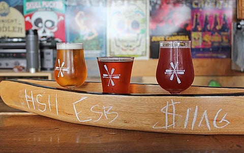 Beer Flight at 5 Paddles Brewing Co. Photo by Adam Waxman/DINE magazine