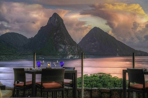 View of Pitons from Jade Mountain. Photo by jade Mountain.