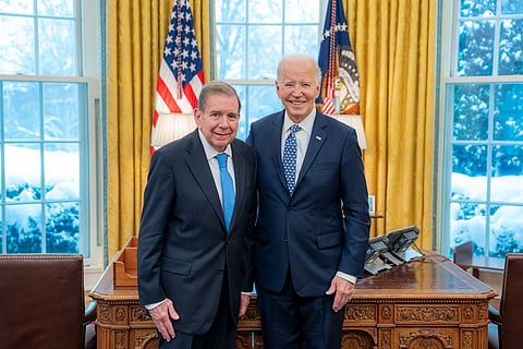 Casa Branca divulgou no X a foto do encontro entre González e Biden, na Sala Oval.